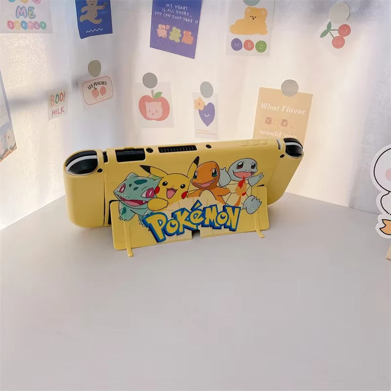 Carcasa para NS OLED de Pikachu, Bulbasaur, Charmander y Squirtle