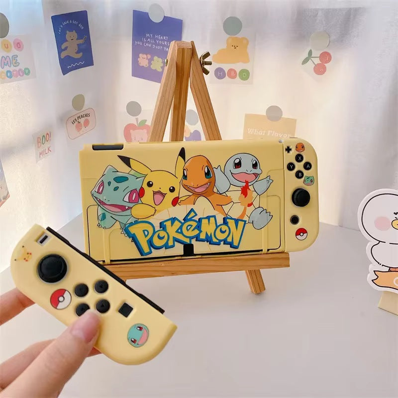 Carcasa para NS OLED de Pikachu, Bulbasaur, Charmander y Squirtle
