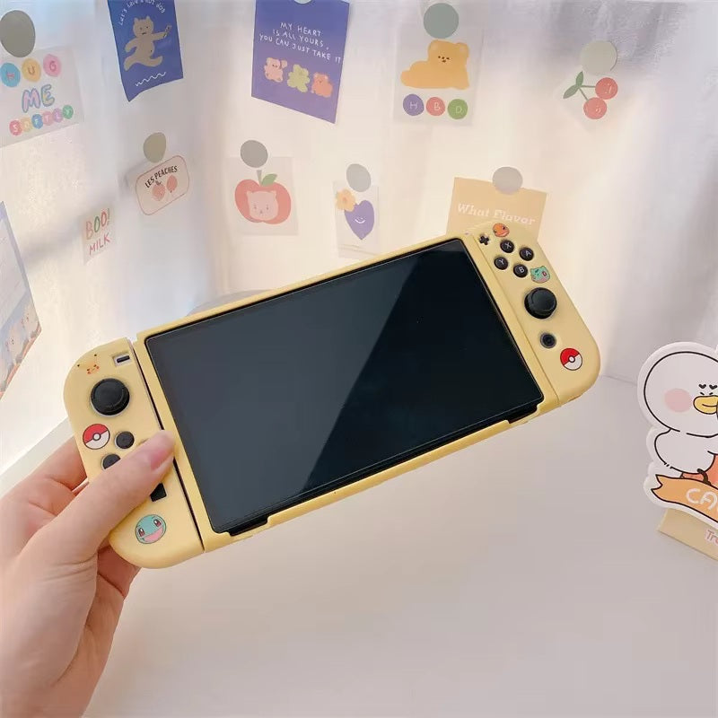 Carcasa para NS OLED de Pikachu, Bulbasaur, Charmander y Squirtle