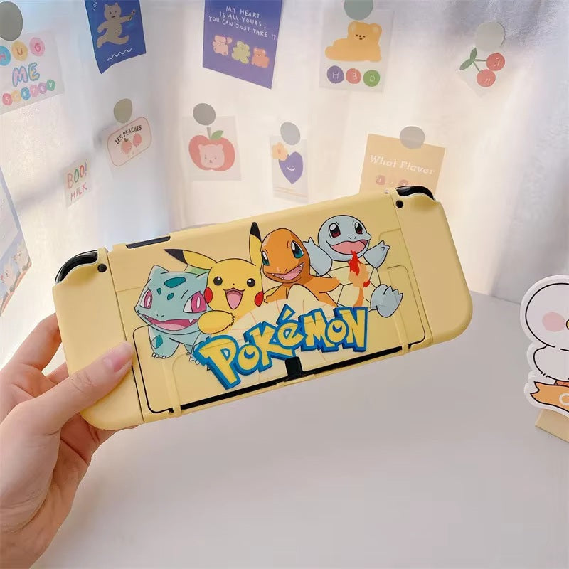 Carcasa para NS OLED de Pikachu, Bulbasaur, Charmander y Squirtle