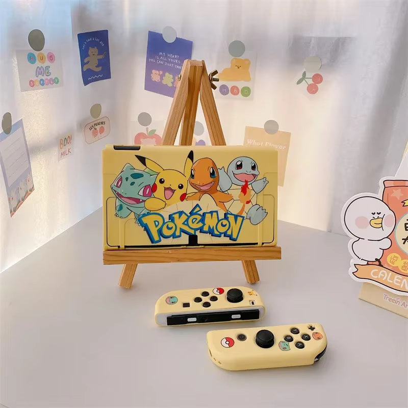 Carcasa para NS OLED de Pikachu, Bulbasaur, Charmander y Squirtle
